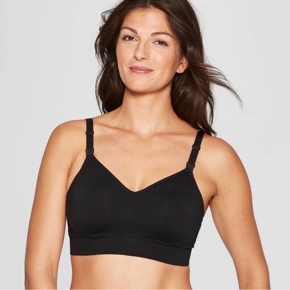 Hanes Other - Auden Nursing Seamless Bra Size L Black | Wireless Breastfeeding Soft Cup